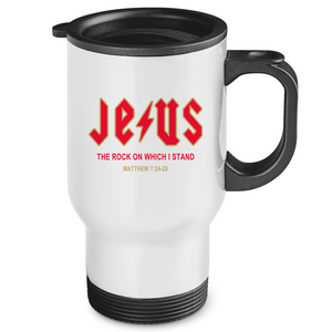 Edelstahl-Thermobecher jesus the rock matthew 7:24-25