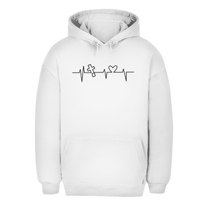 Unisex Oversize Hoodie Herzschlag Kreuz