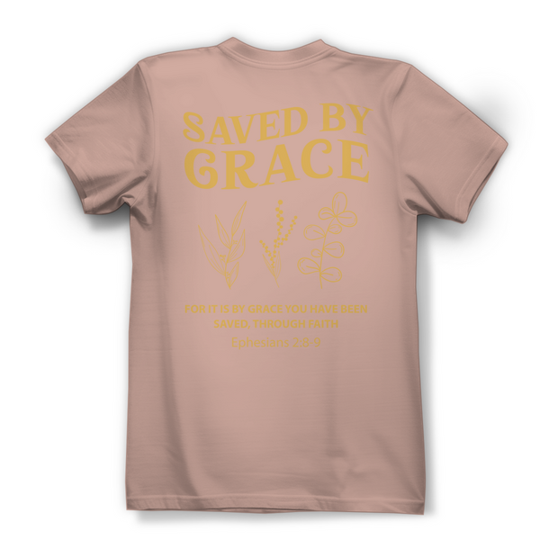 Damen Bio T-Shirt saved by grace ehpesians 2:8-9