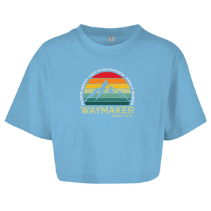 Damen Oversize Crop Top waymaker isaiah 42:16