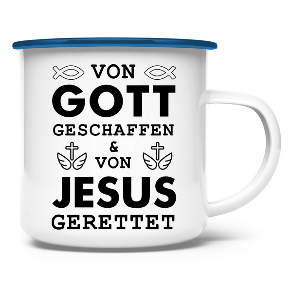 Emaille Tasse von gott geschaffen