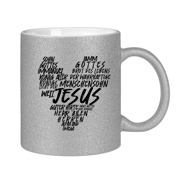 Glitzertasse jesus herz wordcloud