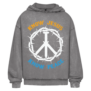 Oversize Washed Hoodie know jesus know peace