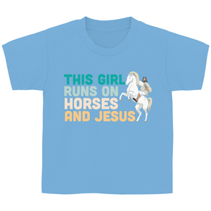 Kinder T-Shirt this girl runs on horses and jesus