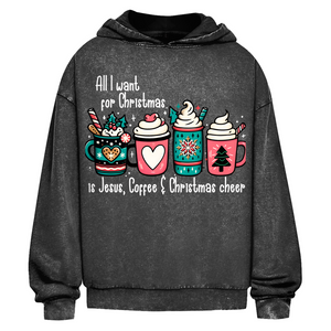 Oversize Washed Hoodie all i want for christmas is jesus coffee