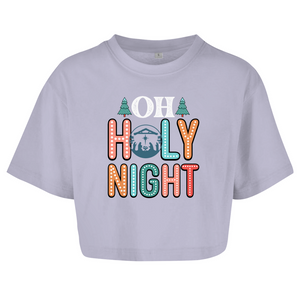 Damen Oversize Crop Top oh holy night