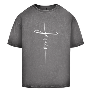 Oversize Washed T-Shirt jesus kreuz