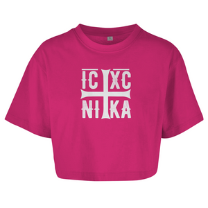 Damen Oversize Crop Top ICXC NIKA orthodox griechisch