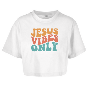 Damen Oversize Crop Top jesus vibes only