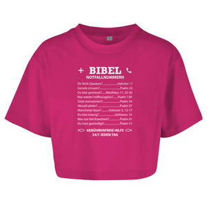 Damen Oversize Crop Top bibel notfallnummern