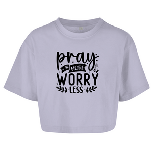 Damen Oversize Crop Top pray more worry less