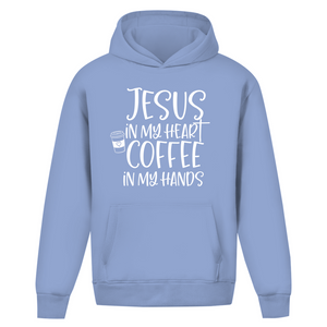 Oversize Hoodie Ohne Kordel jesus in my heart coffee in my hands