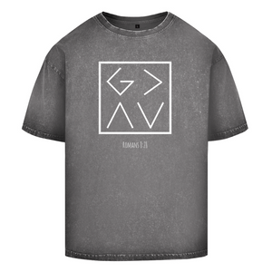 Oversize Washed T-Shirt god is greater romans 8:28