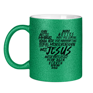 Glitzertasse jesus herz wordcloud