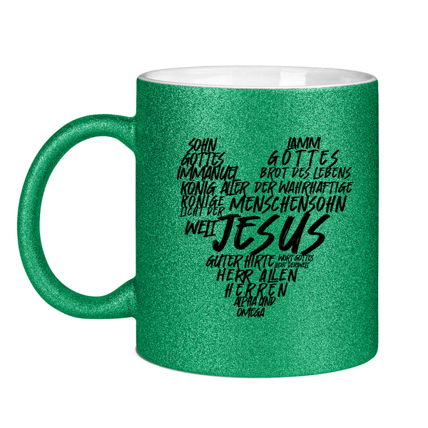 Glitzertasse jesus herz wordcloud