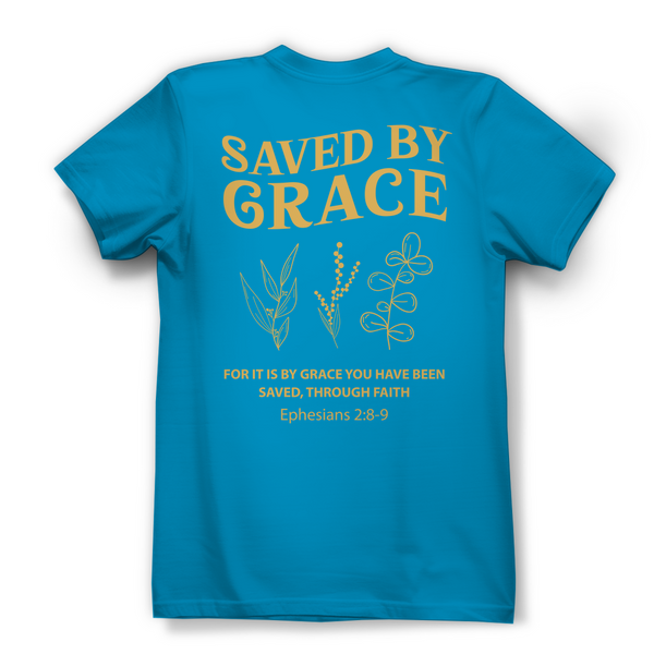 Damen Bio T-Shirt saved by grace ehpesians 2:8-9