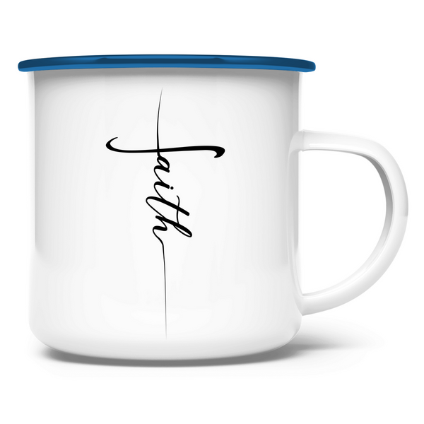 Emaille Tasse faith kreuz