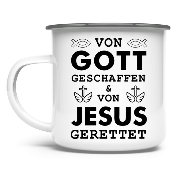 Emaille Tasse von gott geschaffen