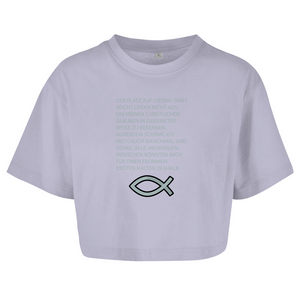 Damen Oversize Crop Top ICHTHYS spruch
