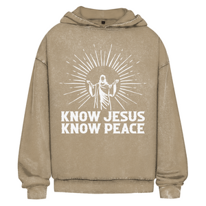 Oversize Washed Hoodie know jesus know peace