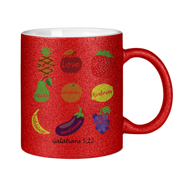 Glitzertasse joy love peace galatians 5:22