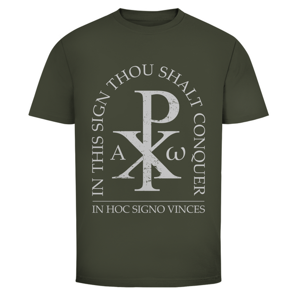 Herren T-Shirt in hoc signo vinces Christogramm