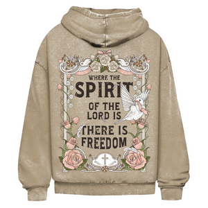 Oversize Washed Hoodie where the spirit of the lord