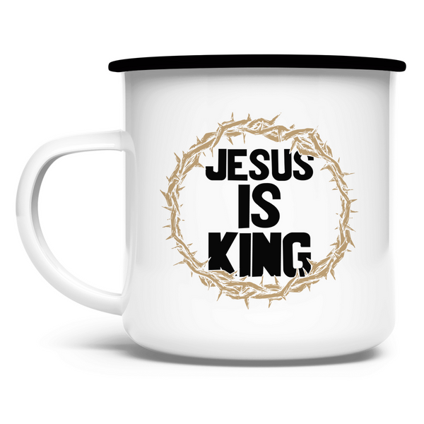 Emaille Tasse jesus is king dornenkrone