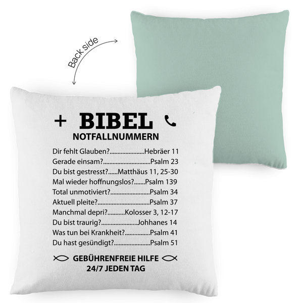 Kopfkissen zweifarbig bibel notfallnummern