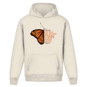 Oversize Hoodie Ohne Kordel der mich stark macht schmetterling