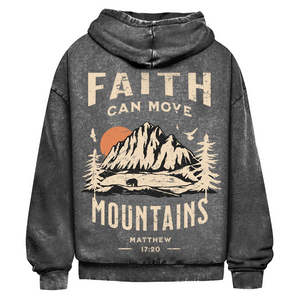Oversize Washed Hoodie faith can move mountains matthew 17:20