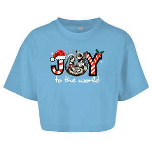 Damen Oversize Crop Top joy to the world
