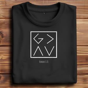 Oversize T-Shirt god is greater romans 8:28