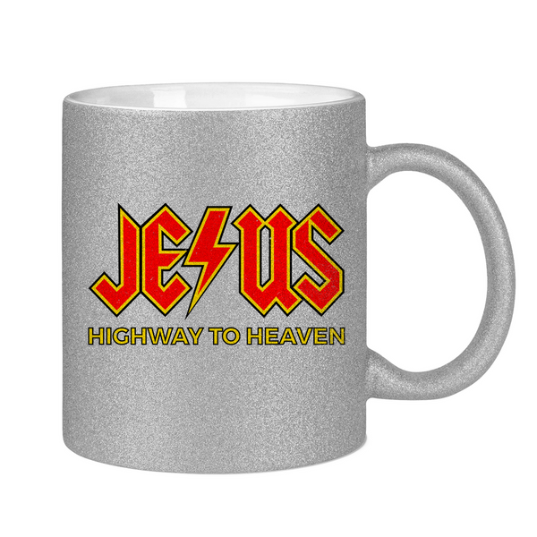 Glitzertasse jesus highway to heaven