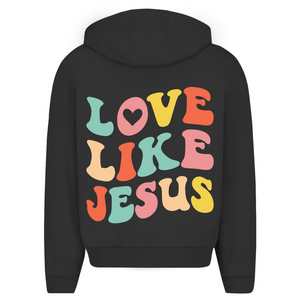 Oversize Zipper Hoodie love like jesus retro