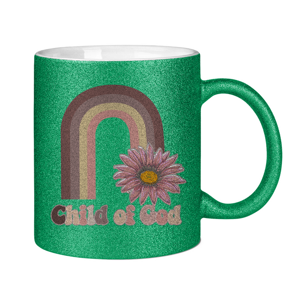 Glitzertasse child of god regenbogen