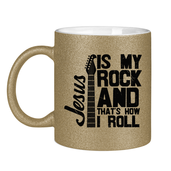 Glitzertasse jesus is my rock gitarrenspieler