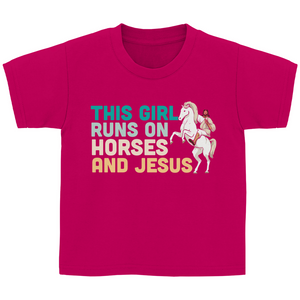 Kinder T-Shirt this girl runs on horses and jesus