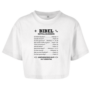 Damen Oversize Crop Top bibel notfallnummern