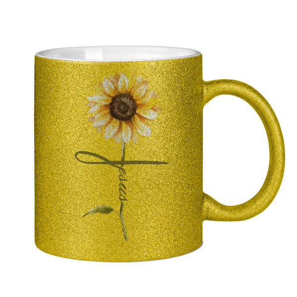 Glitzertasse jesus sonnenblume