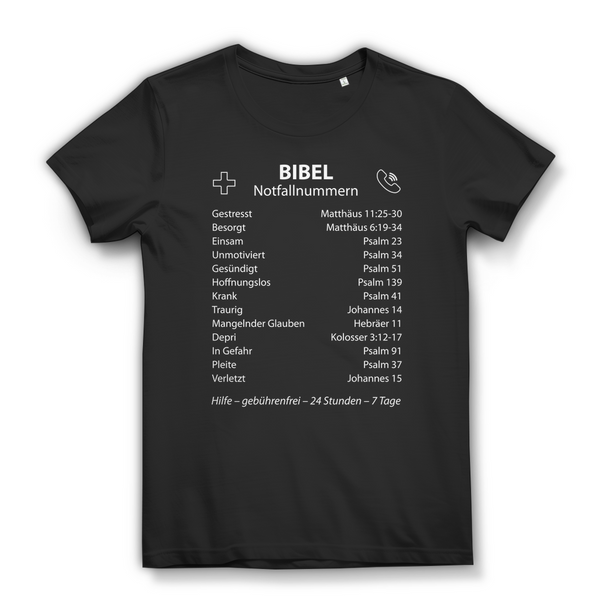 Damen Bio T-Shirt bibel notfallnummern