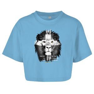 Damen Oversize Crop Top fear not for jesus revelation 5:5