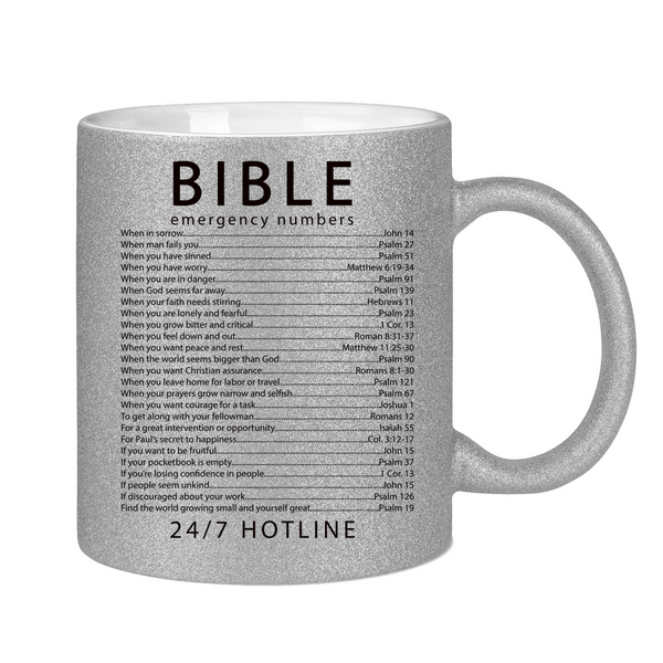 Glitzertasse bible emegrency numbers