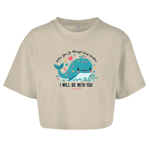 Damen Oversize Crop Top Deep Waters Isaiah 43:2