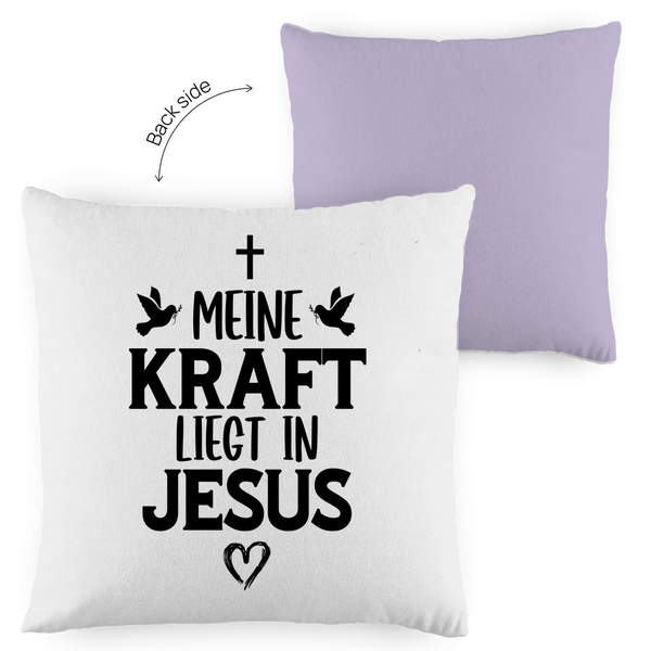 Kopfkissen zweifarbig meine kraft liegt in jesus