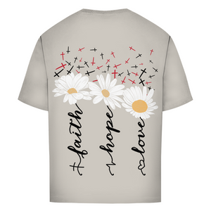 Oversize T-Shirt faith hope love blumen