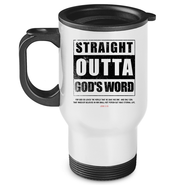 Edelstahl-Thermobecher straigh outta god's word john 3:16