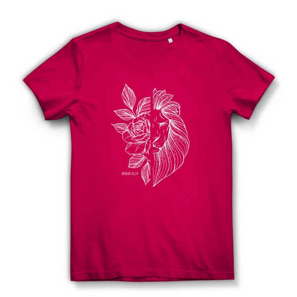 Damen Bio T-Shirt Blume Löwe jesaja 33,17