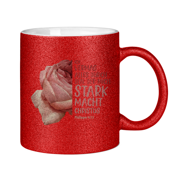 Glitzertasse der mich stark macht blume