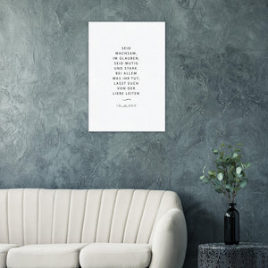 von der liebe leiten 1. korinther 16.13-14 Leinwandbild